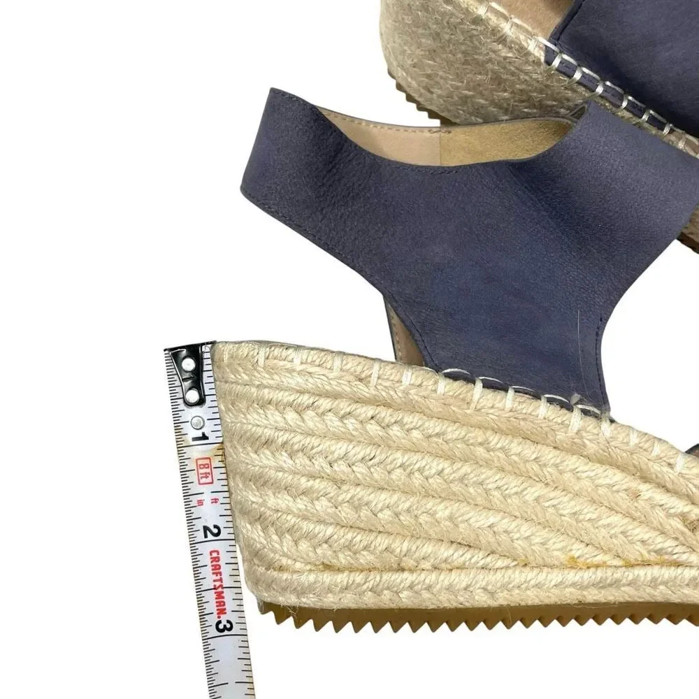Eileen Fisher Weslia espadrille leather wedge Heels sandals‎ Size 10 blue